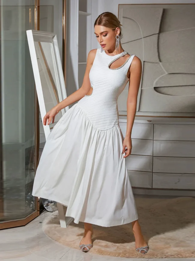 White layered long dress