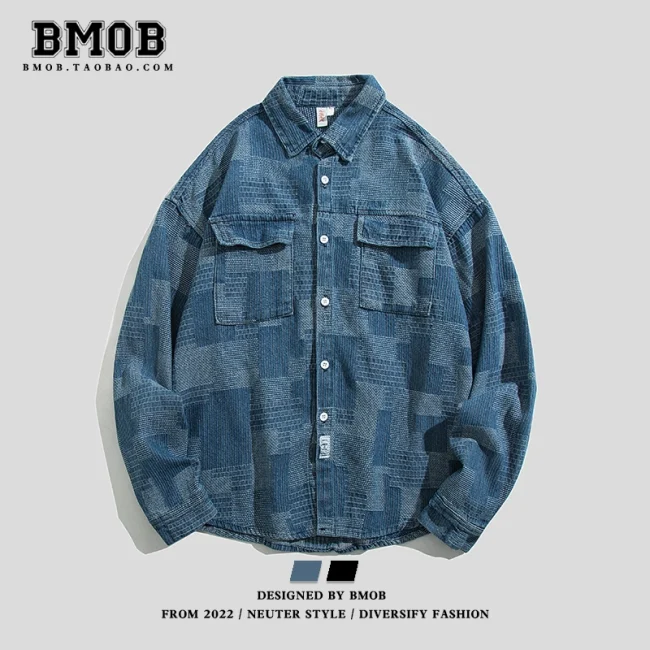 denim long -sleeved shirt jacket